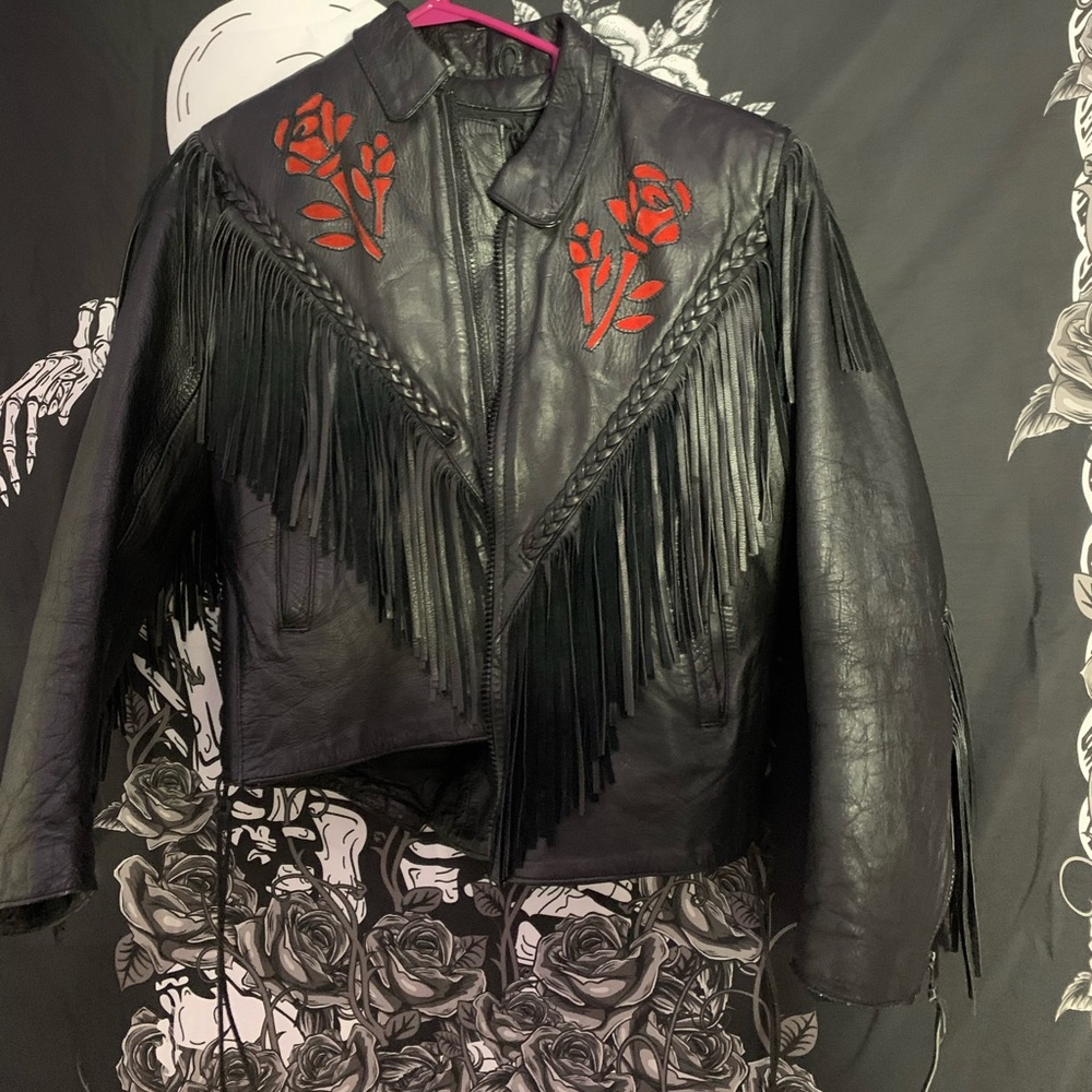 Real one of a kind biker leather jacket